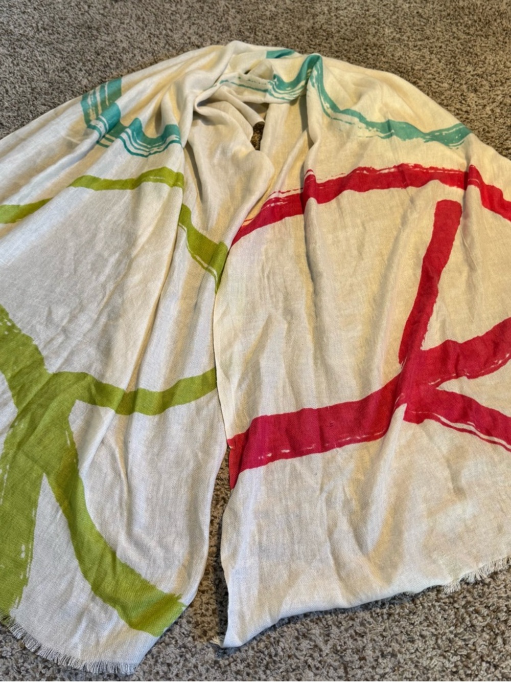 Armand Diradourian Peace Sign Silk/Cashmere Wrao Scarf - Picture 4 of 4
